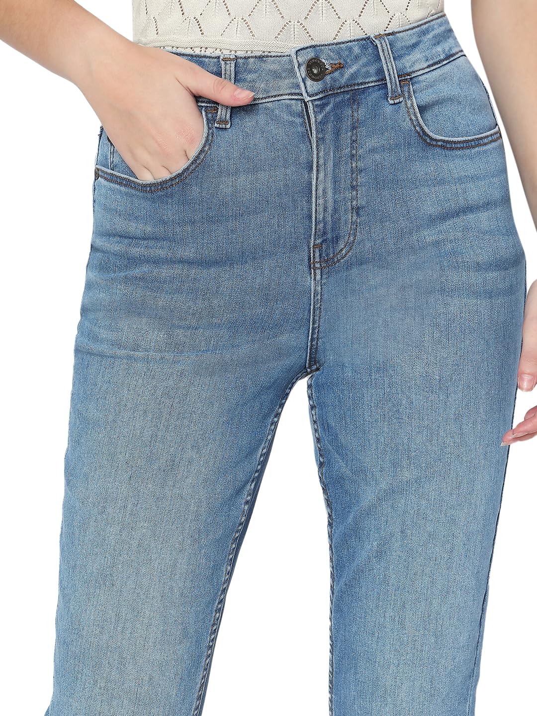 VERO MODA Women's Flared High-Rise Light Blue Jeans