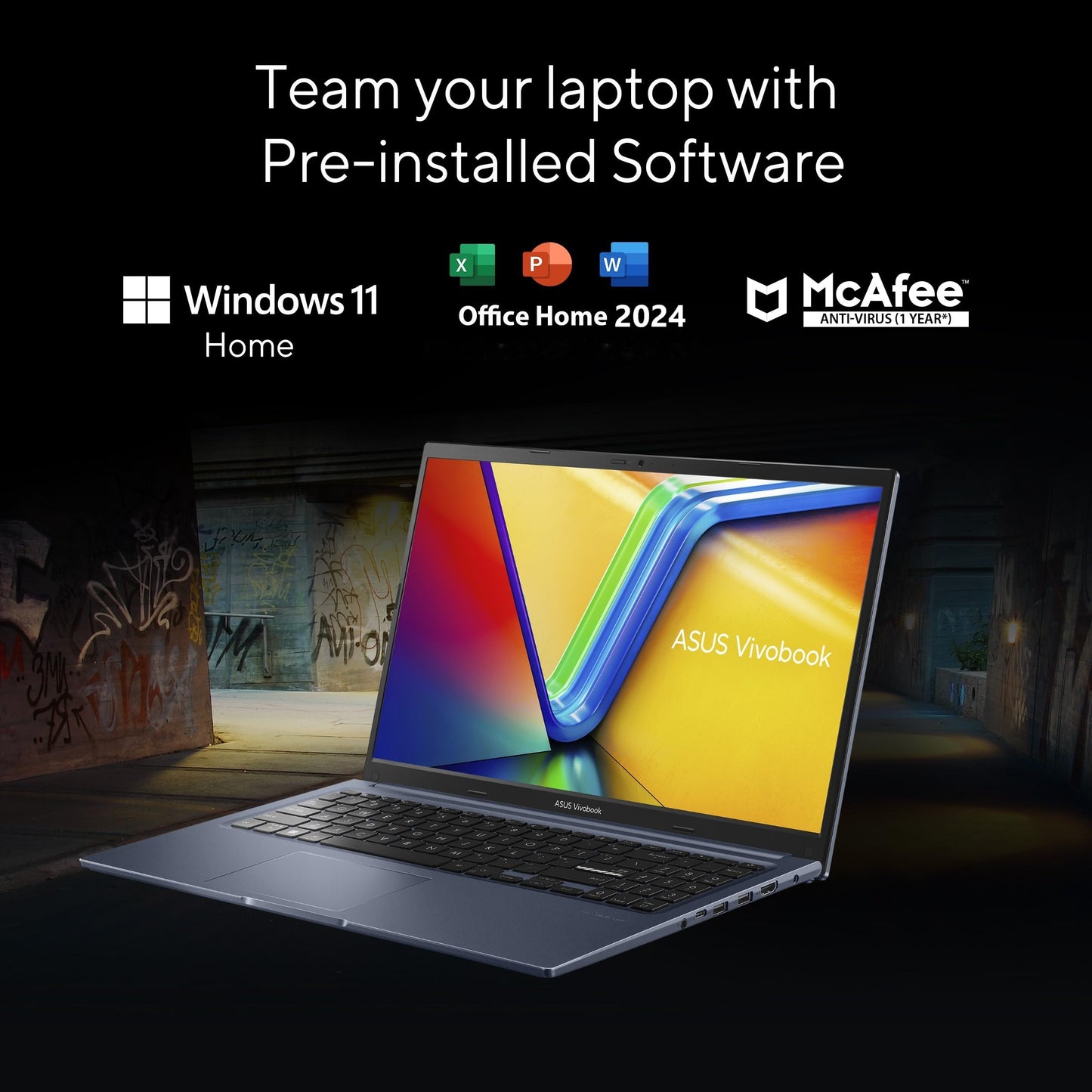 ASUS Vivobook 15, 13th Gen, Intel Core i3-1315U, 16GB RAM, 512GB SSD, FHD, Anti-Glare, 15.6", 39.6 cm, Windows 11 Home, M365 Basic(1yr)* Office24, Quiet Blue, 1.70 kg, X1504VA-BQ342WS, Laptop