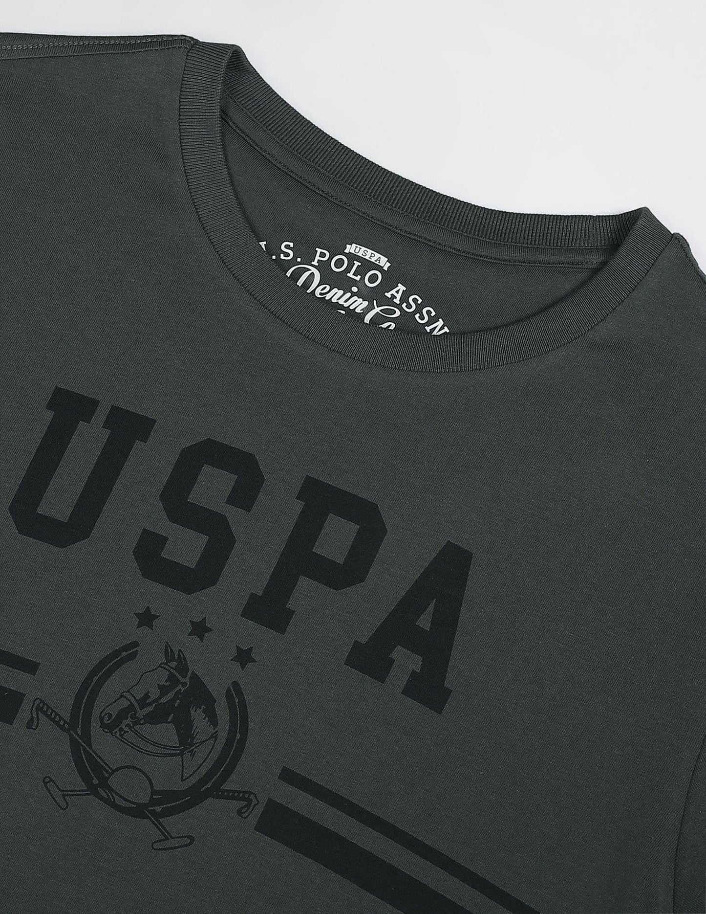 U.S. POLO ASSN. Brand Printed Cotton T-Shirts for Men - Breathable & Comfortable, Half Sleeves Mens Casual T Shirts - XL, Olive
