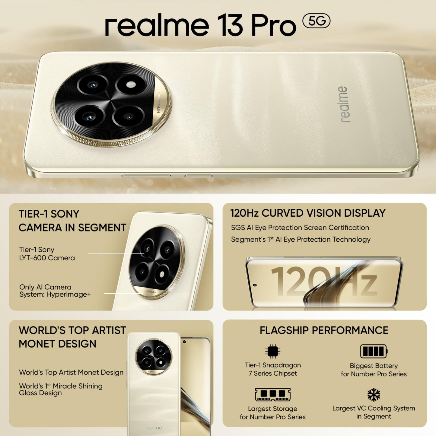 realme 13 Pro 5G (Monet Gold,8GB+128GB)