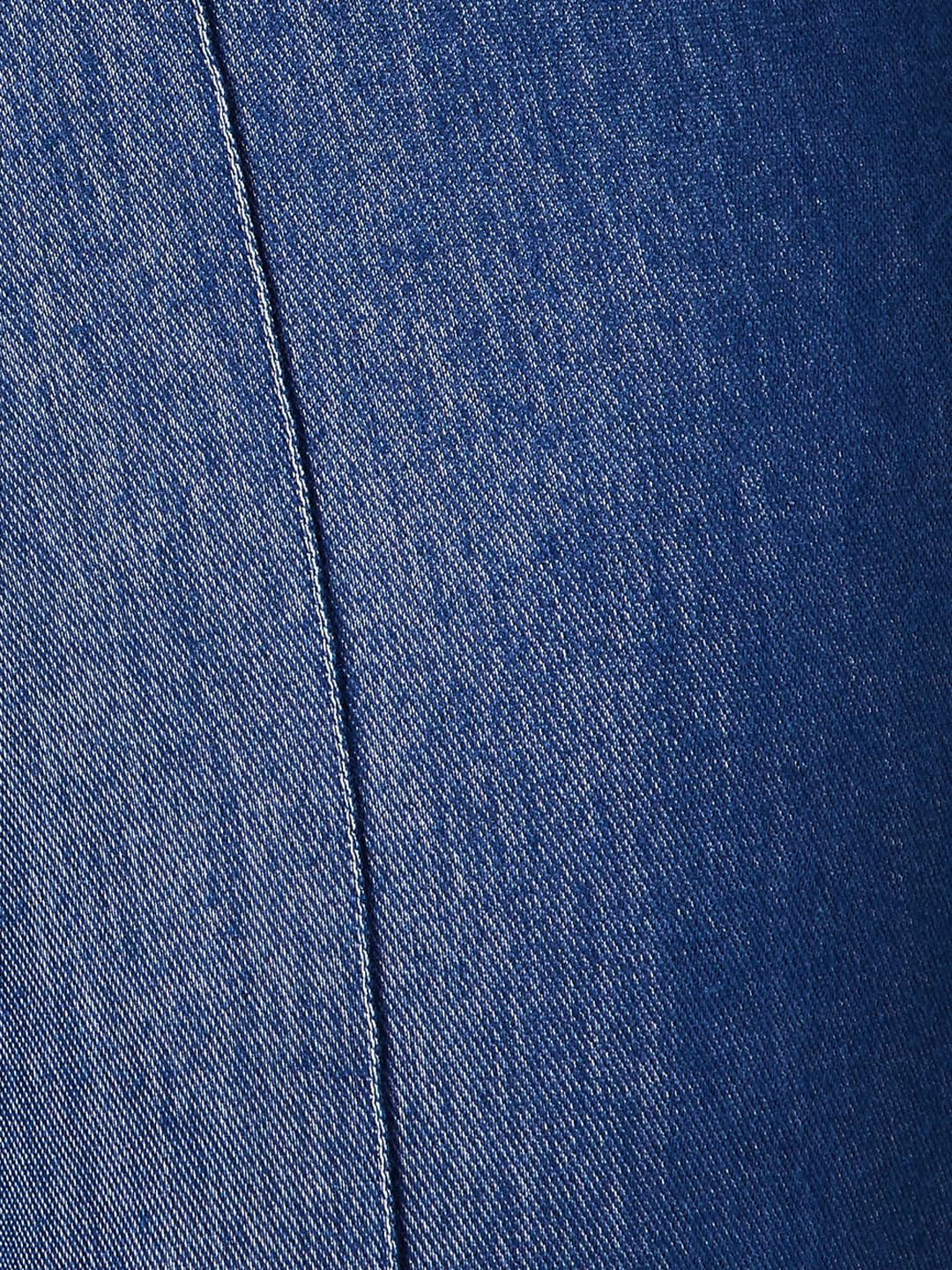 Max Women Solid Panelled Treggings (Blue_XL)
