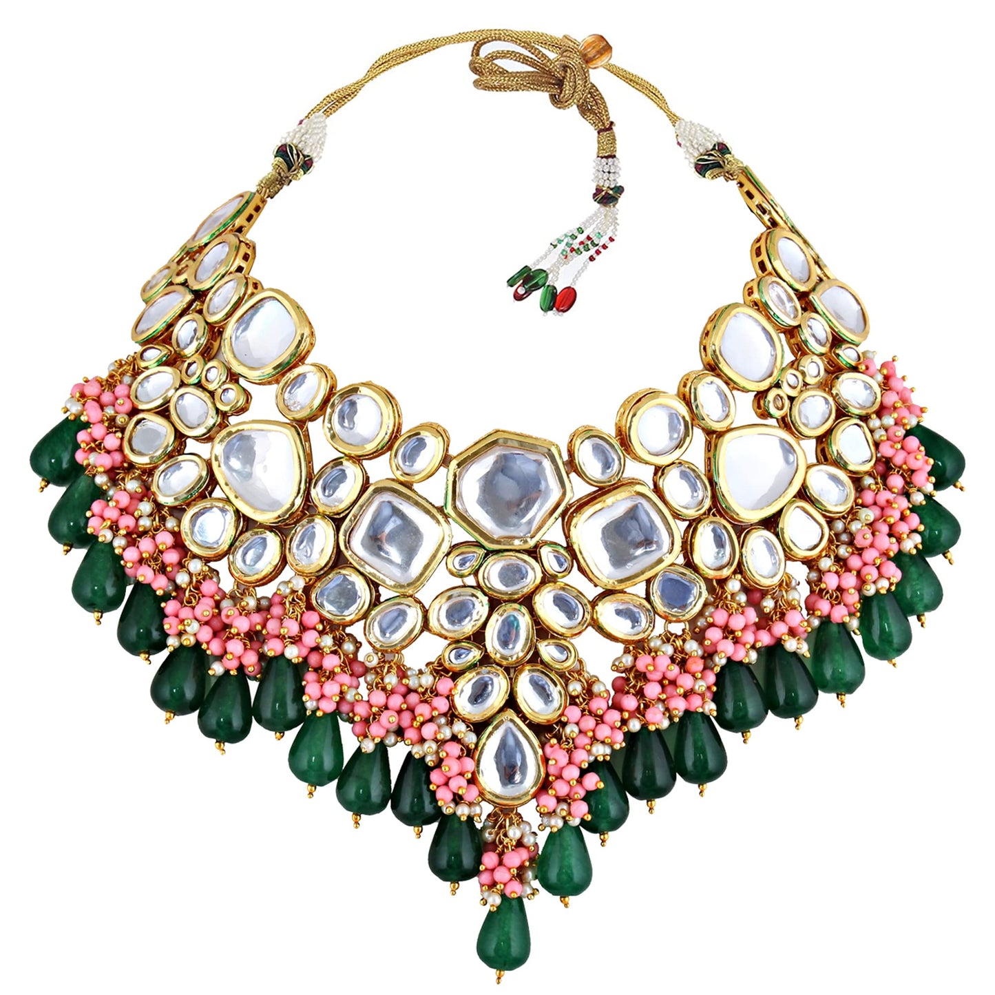 Lucky Jewellery 18K Gold Plated Multicolor with Monalisa Drop Bridal Set for Girls & Women