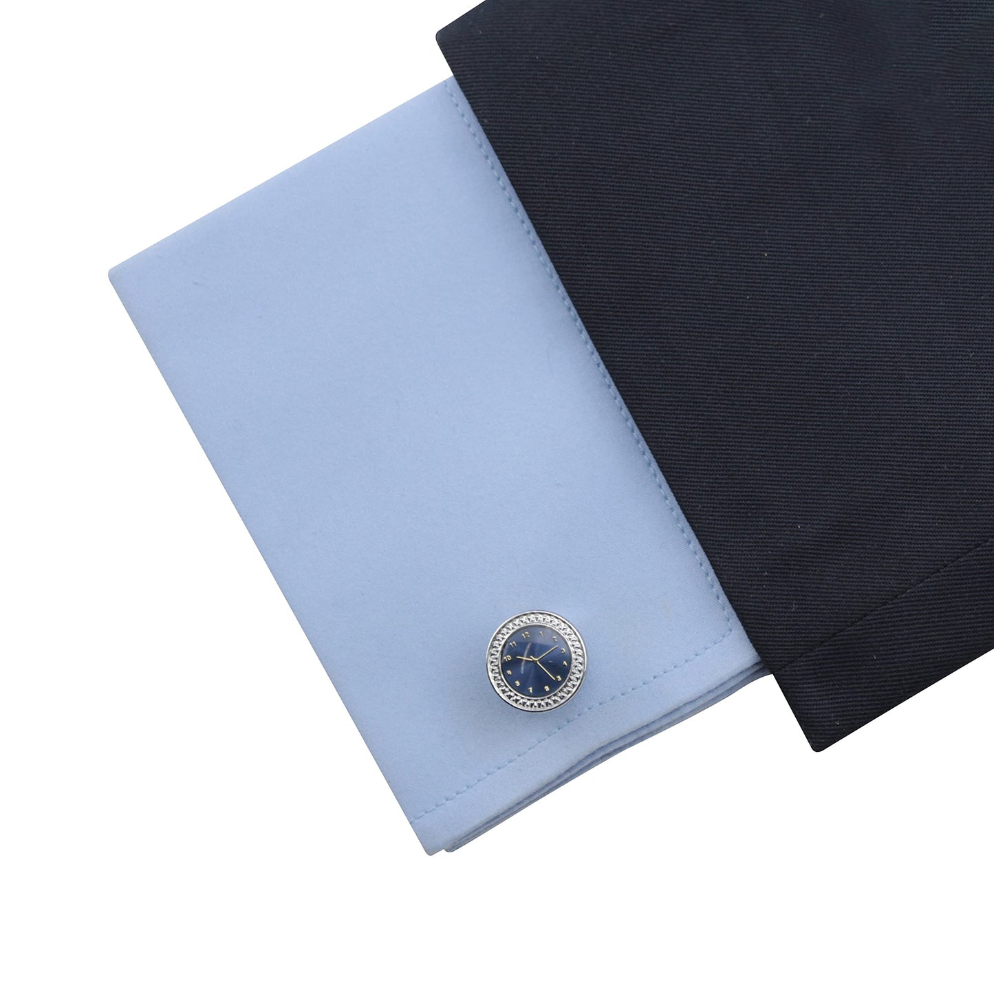 Kavove The Clock Blue & Silver Cufflink For Men