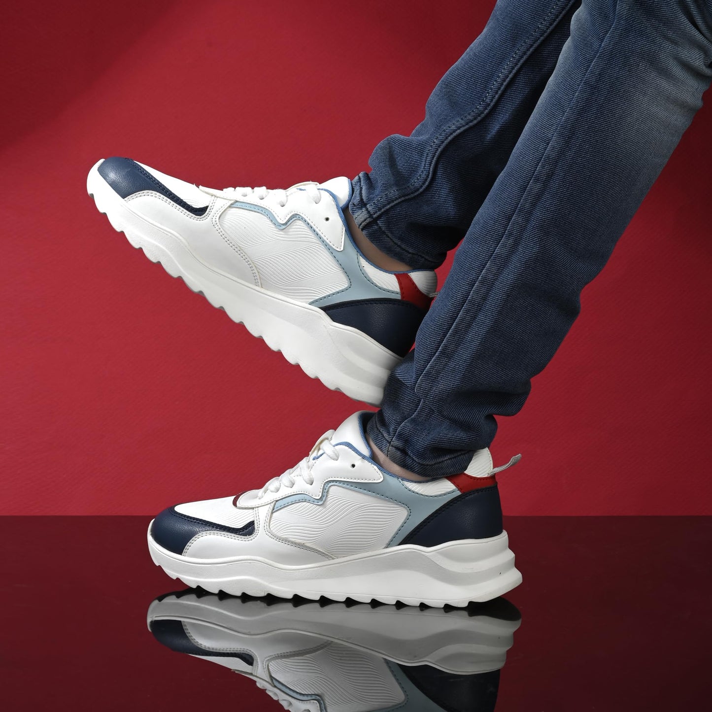 Cruiser Men's Dexter White-Blue Chunky Sneakers_11 UK (2513-2)