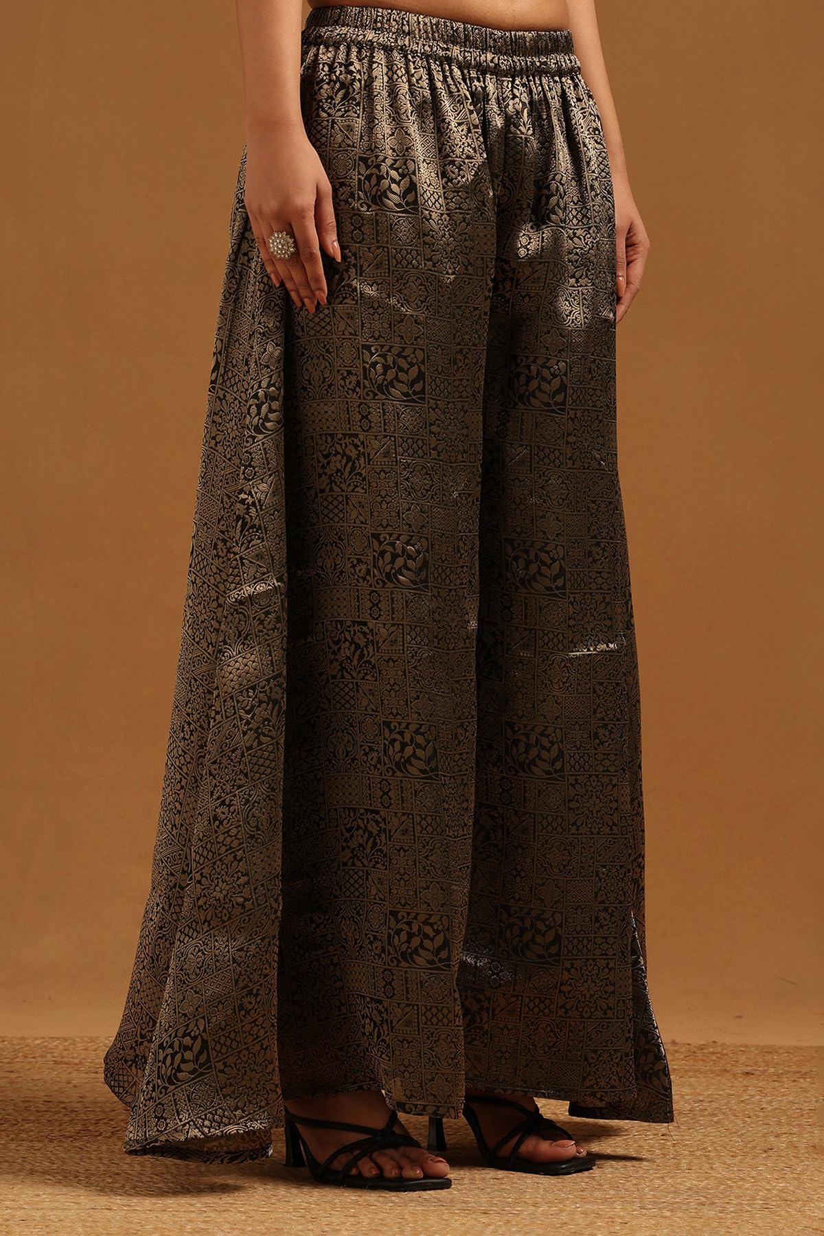 Soch Womens Black Dola Silk Zari Embroidered Salwar Suit