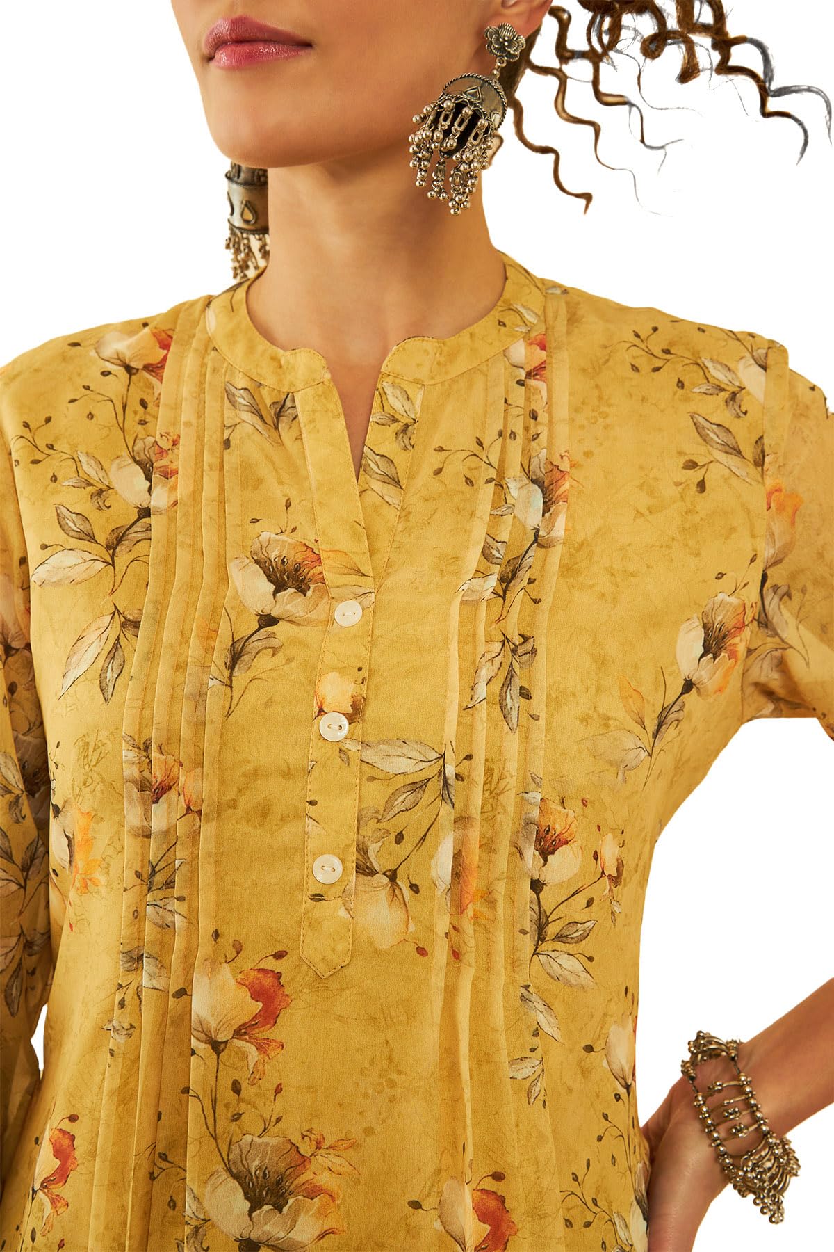 Soch Women's Regular Tunic (FWS4TU30072A_Mustard