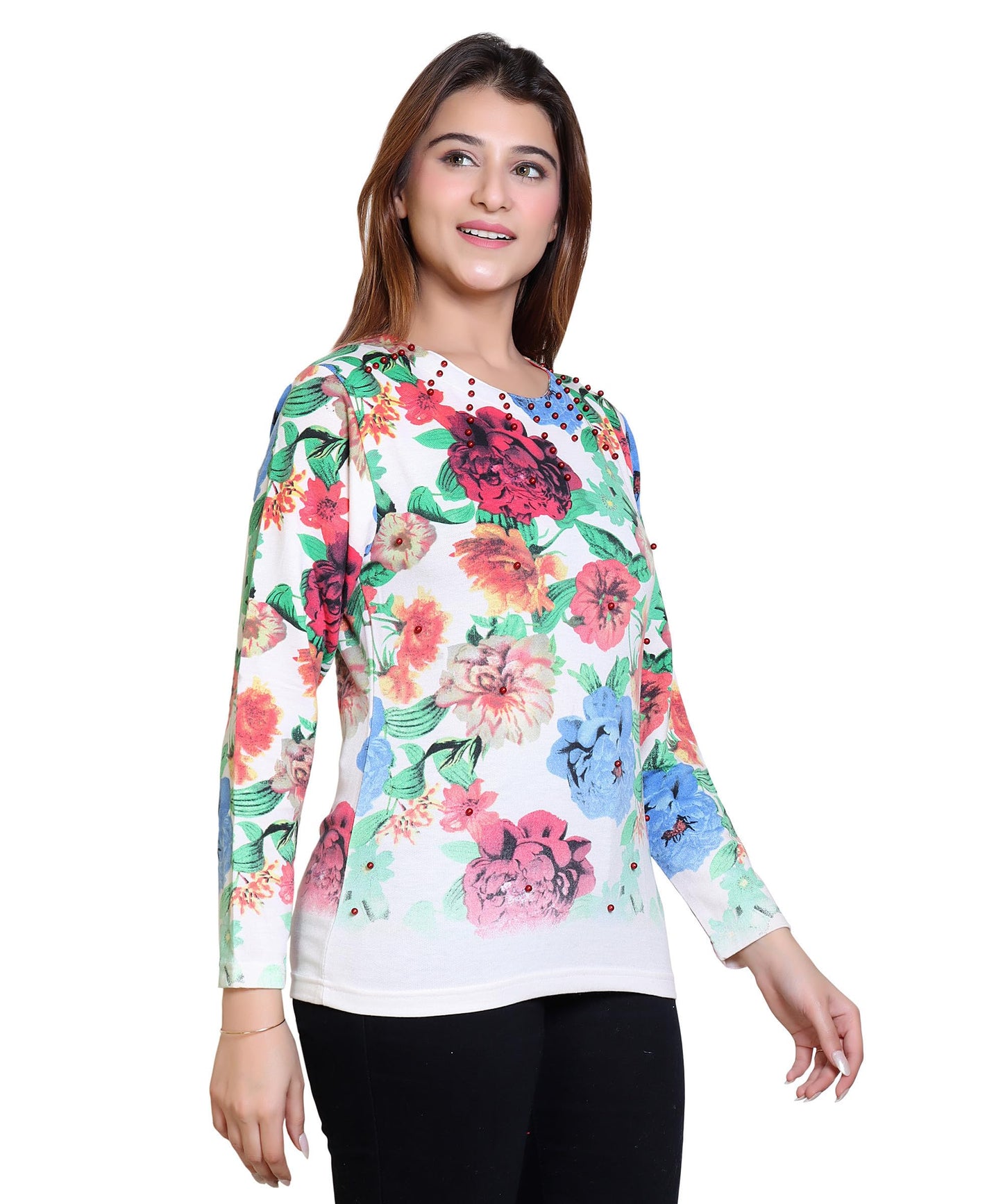 Grand Line Women's Woolen Winter Wear Warm Pull on Full Sleeve Round Neck Round Neck Top for Women | Size: Suitable for L and XL |White | GL0033White_1