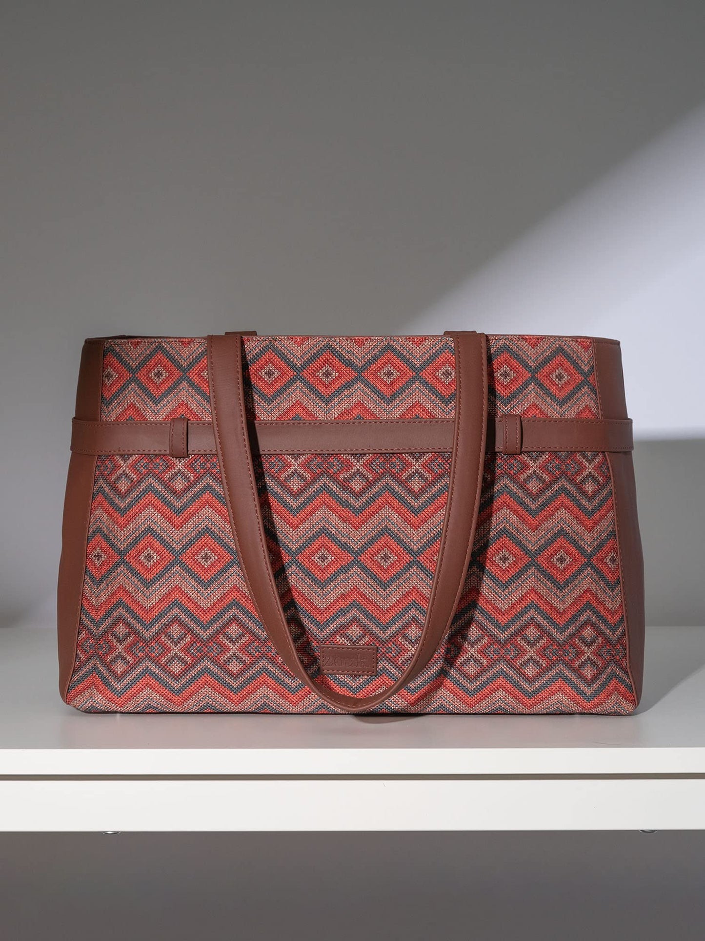 ZOUK Gwalior Weaves Printed Women's Jute Handcrafted Vegan Leather Multicolor Statement Office Shoulder Bag