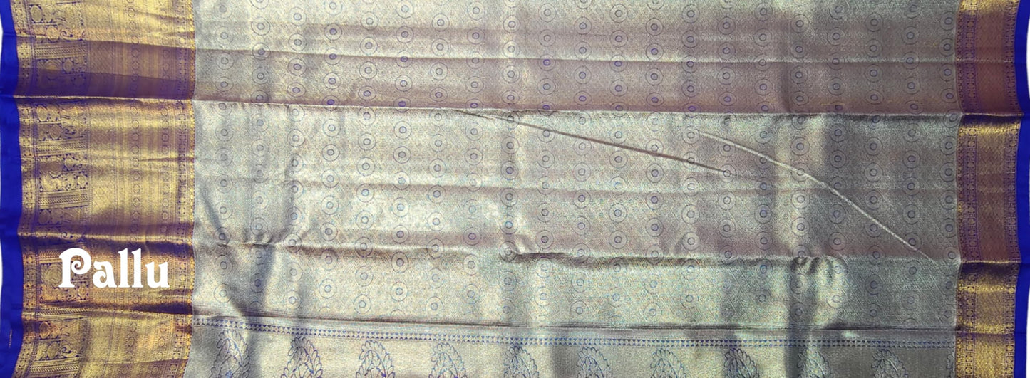 VFCollections Women's Kanchipuram Silk Pure Pattu Sarees With Blouse (VFC492-3)