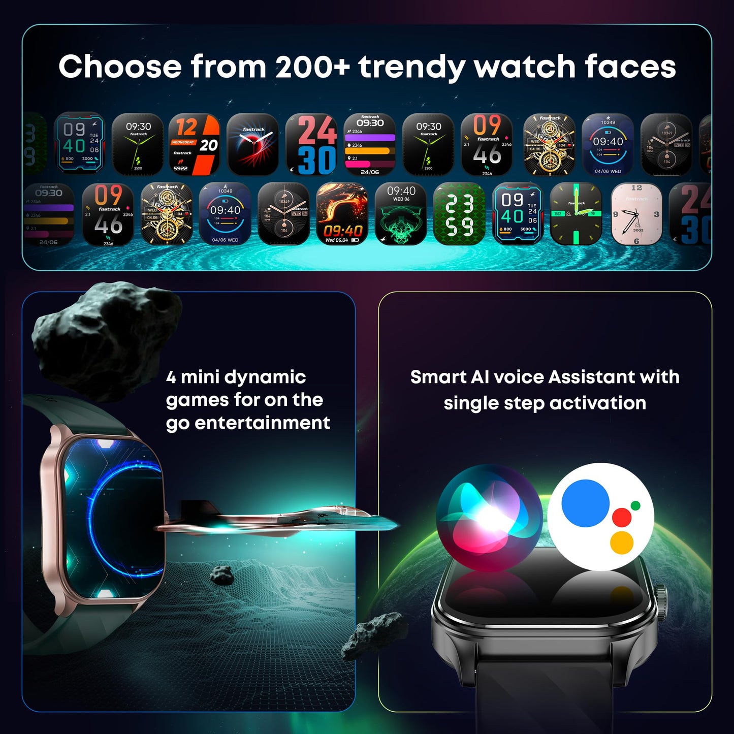 Fastrack Limitless FS2 Pro 1.96" AMOLED Smart Watch with BT Calling, AI Voice Assistant, 100+ Sports Modes, 5-Day Battery, Fast Charge, Health Tracking, – Smartwatch for Men & Women (Black)