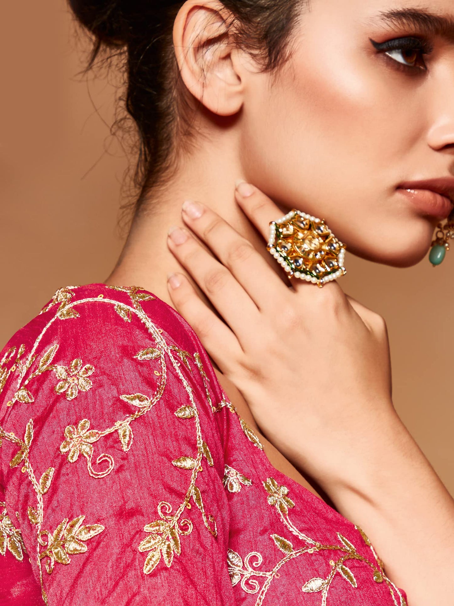 AKHILAM Women's Bandhani Printed Embroidery Work In Lace Georgette Saree With Unstitched Blouse Piece (Pink_BANDHNI1009_SR)