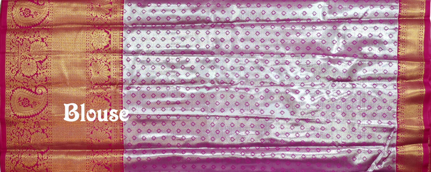 VFCollections Women's Kanchipuram Silk Pure Pattu Sarees With Blouse (VFC585-6), Blue