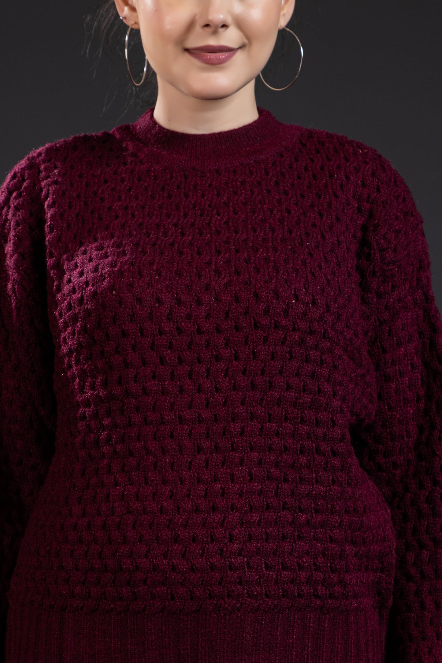 Wear lusso Women’s Pullover Sweater Relaxed Fit for Winter Wear | Full Sleeve | 100% Wool | Latest Stylish Turtle Neck Sweater for Winter Season (in, Alpha, L, Maroon)