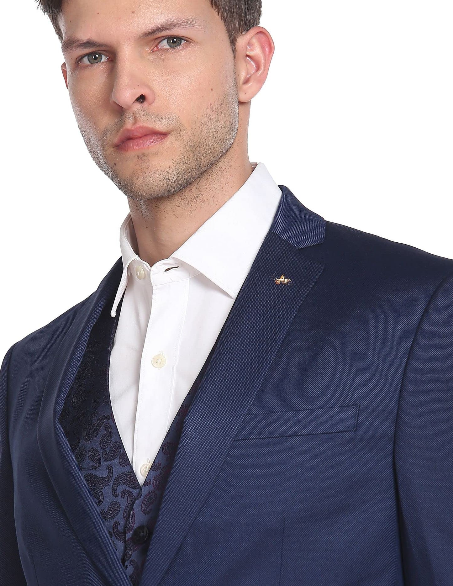 Arrow Men's Polyester Single Breasted Suits (ARAFSU5531_Blue