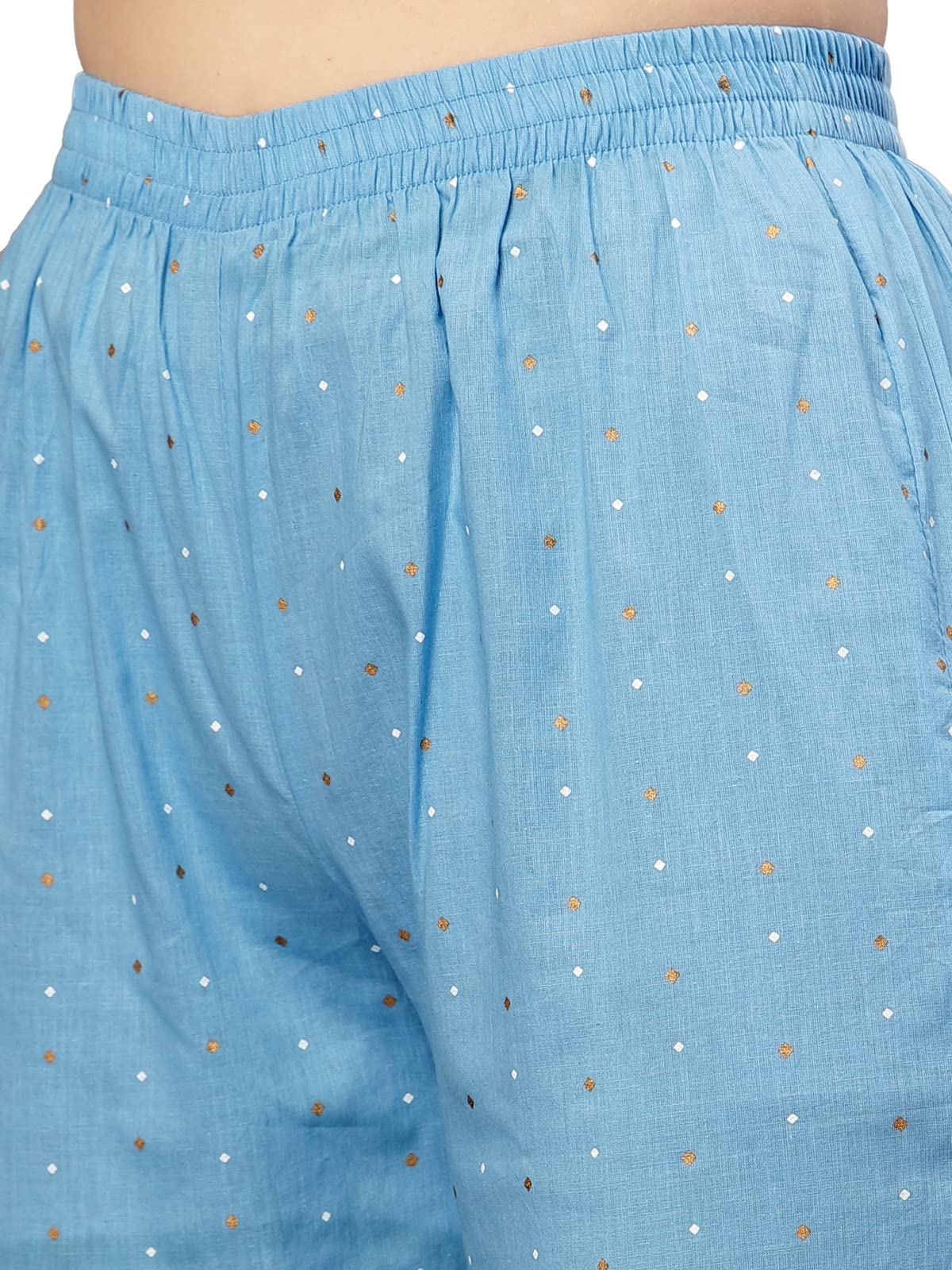 Stylum Women's Printed & Embroidered Cotton Anarkali Kurta Pant Dupatta Set