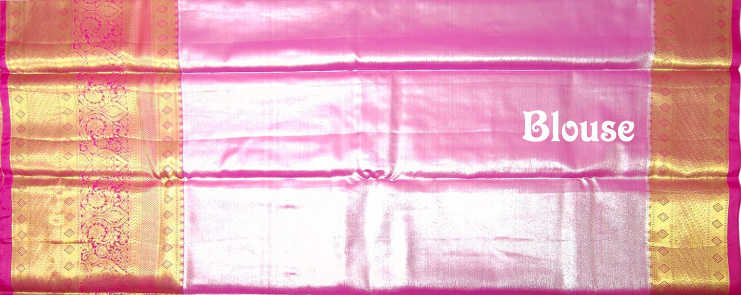 VFCollections Women's Kanchipuram Silk Pure Pattu Sarees With Blouse (VFC483-4)