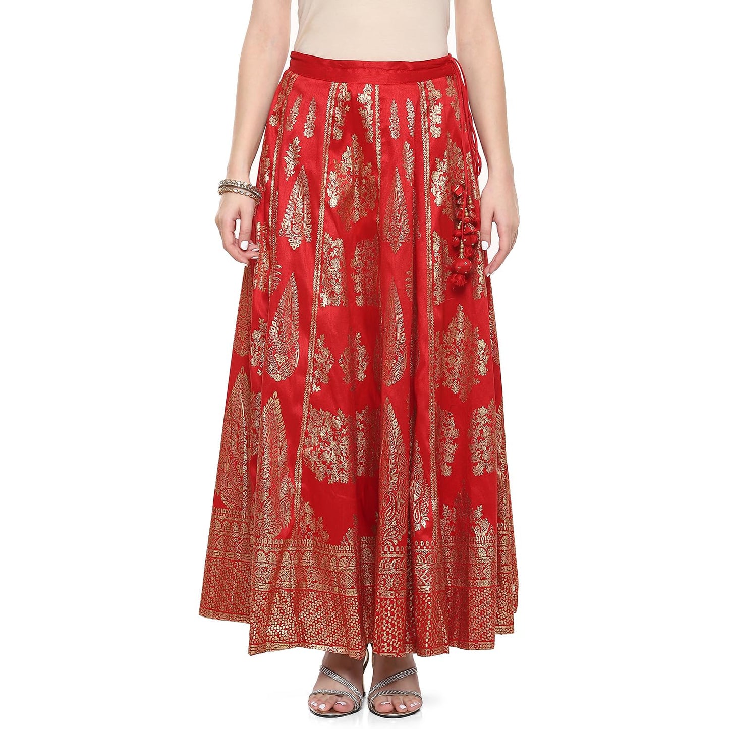 BIBA Women Printed Mix and Match(Skirt CO19862_RED_M)