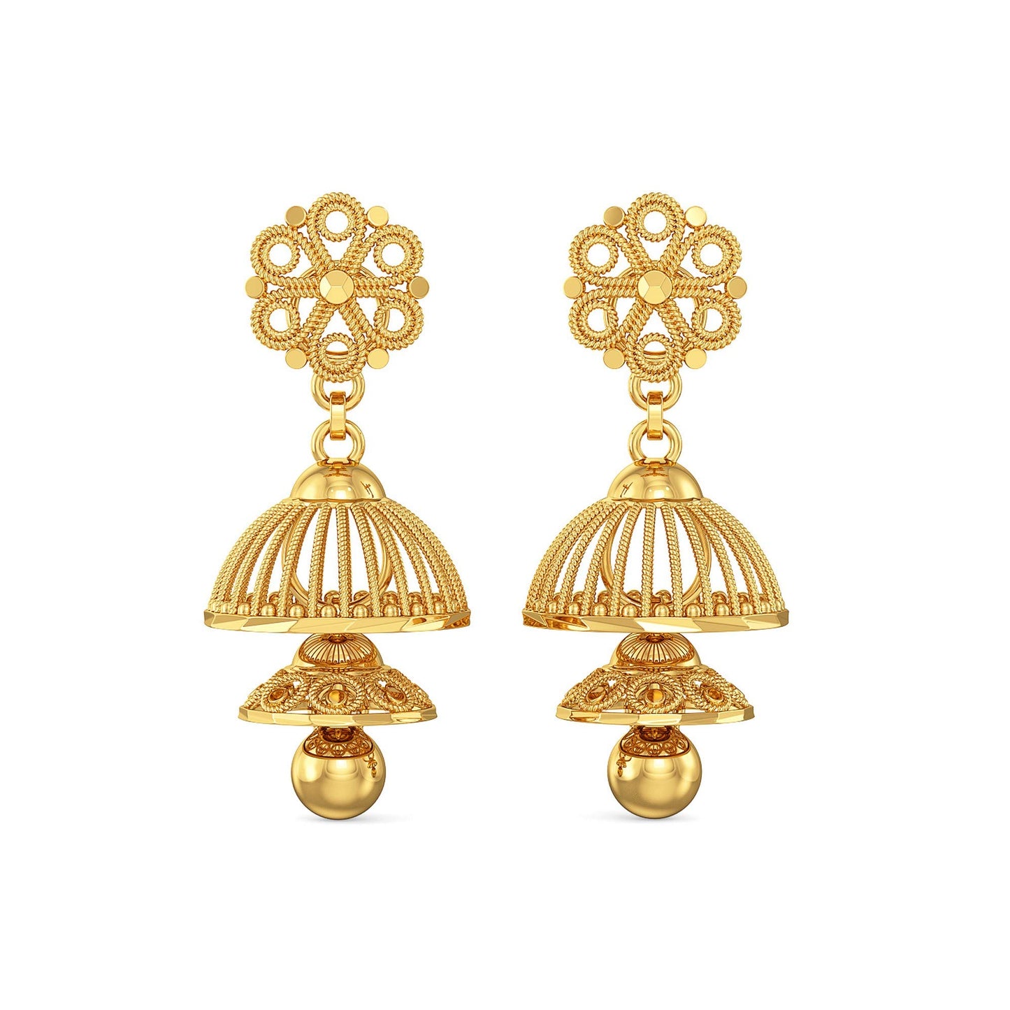 joyalukkas 22k Yellow Gold Jhumki Earrings for Women