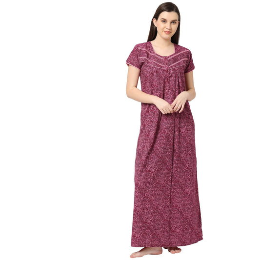 Sweet Dreams Women's Cotton Maxi Casual Regular Nightgown (FF-310915 Pink XL)