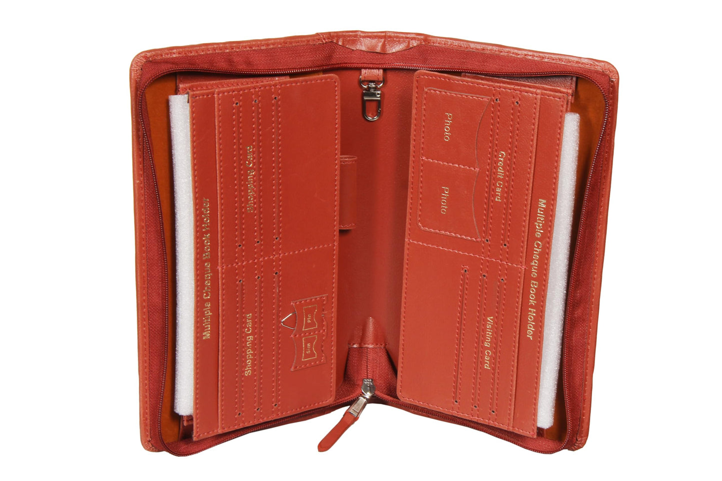 Sukeshcraft Multi Cheque Book Holder – Holds 8 Cheque Books, 13 Cards, Locker Key, Pen & Zipper Pocket (Rexin, Grian-Tan)