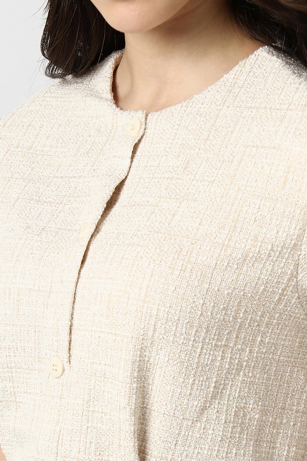 Van Heusen Women's Polyester Modern Above The Knee Dress (VWDRFRGF642404_Beige