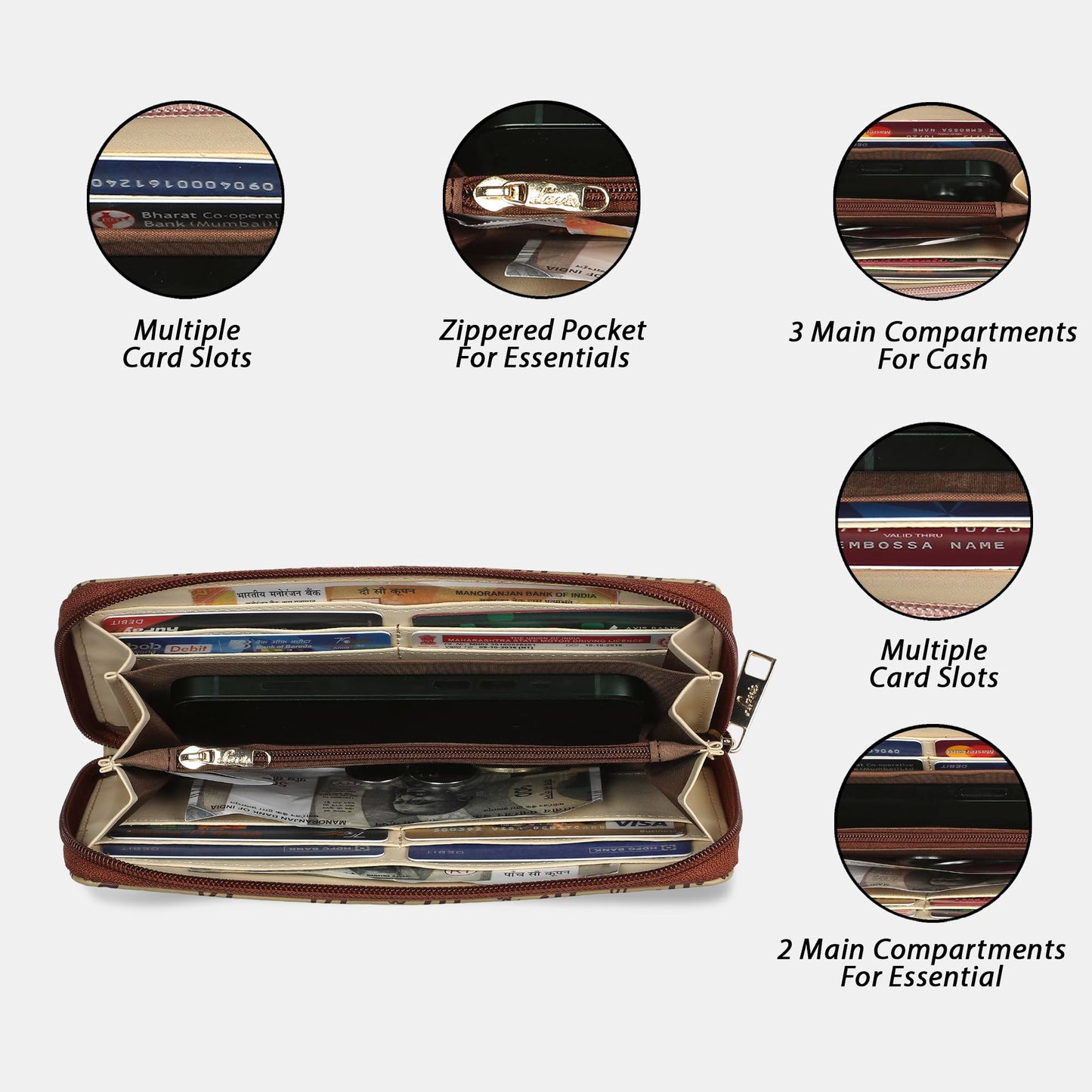 Lavie Women's Sacy Monogram LL Print Large Zip around Wallet | Ladies Purse Handbags