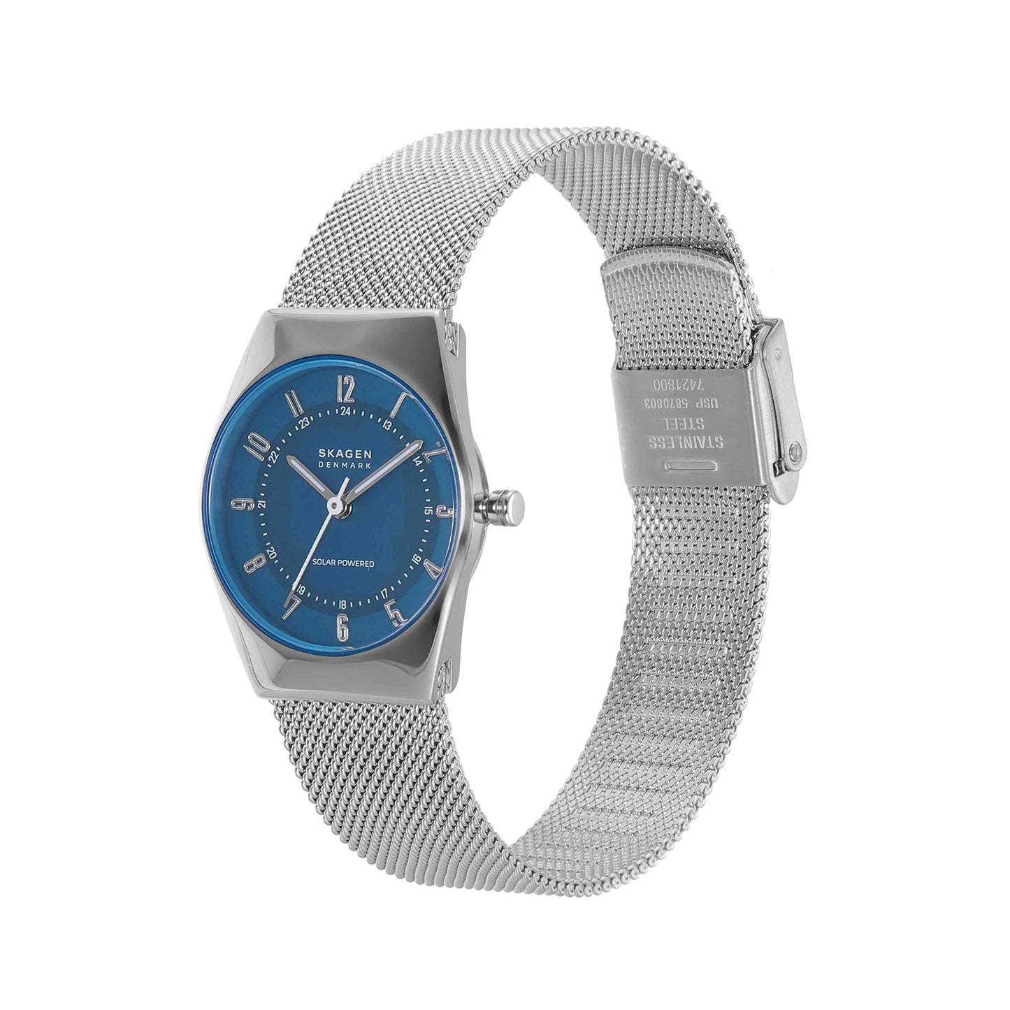 Skagen Women's Stainless Steel Analog Blue Dial Watch-Skw3080, Band Color-Silver