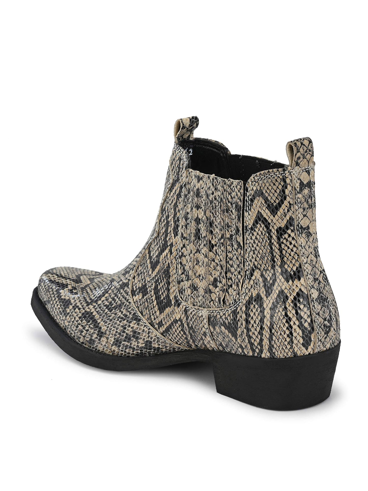 Delize Men's Grey Snake Printed Ankle Boots