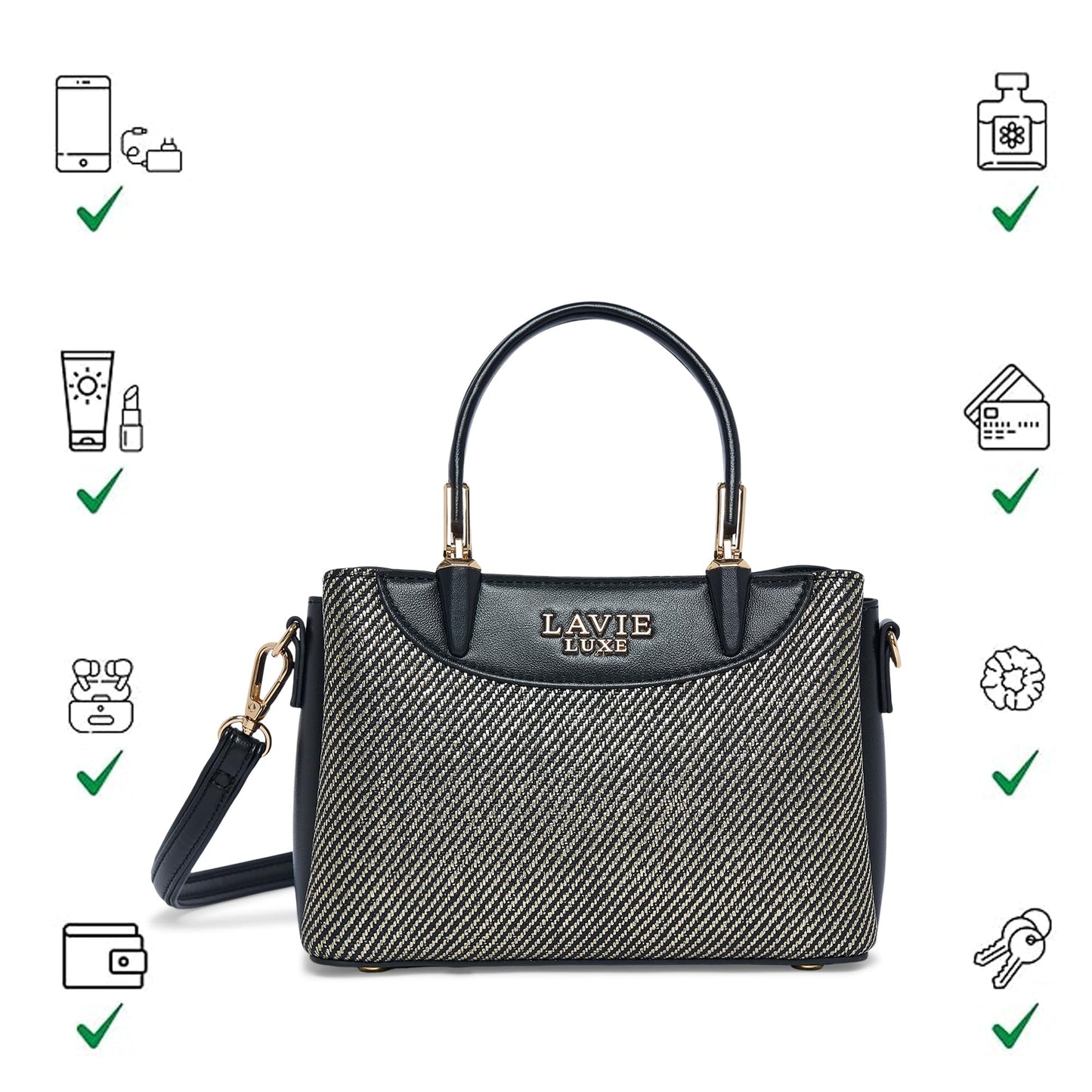 Lavie Luxe Women's Glam Bella 3 Comparment Tote Handbag | Tote Bag For Work | Ladies Purse | Stylish Shoulder Bag | Gift For Women