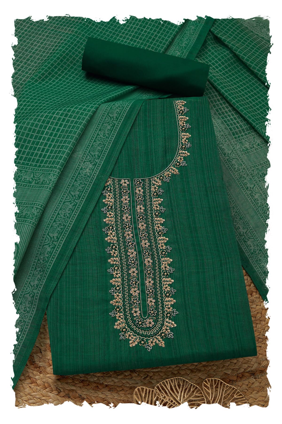 Soch Womens Linen Shimmer Embroidered Unstitch Dress Material With Sequins