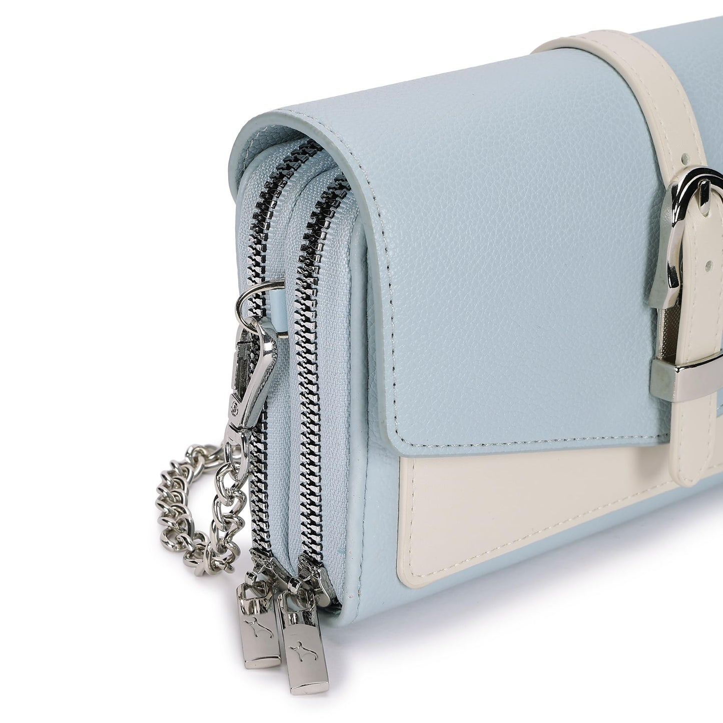 Fastrack Color-Blocked Sling Bag for Women | Faux Leather Crossbody with Zippered Compartment, Chain Strap and Lightweight Build | Compact Everyday Bag for Travel, College and Casual Outfits