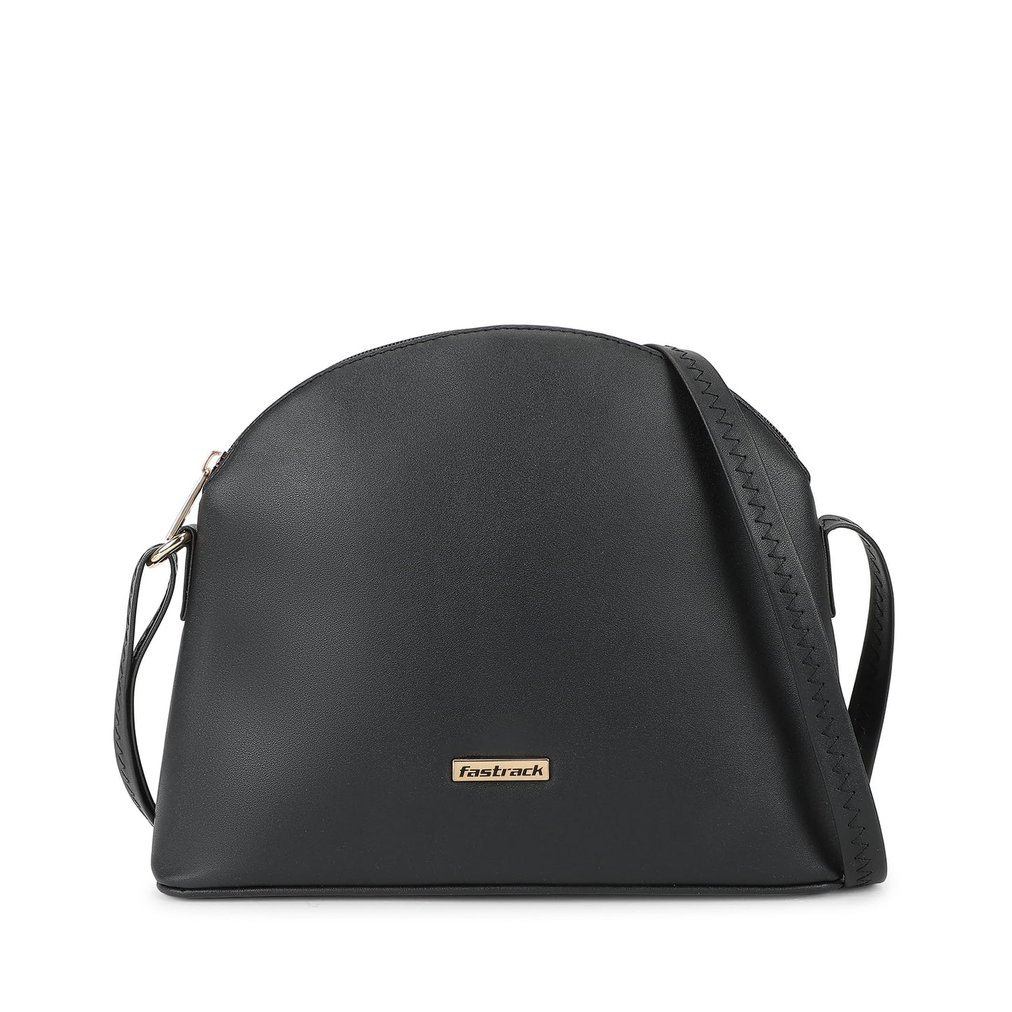 Fastrack Sling Bag | Faux Leather Sling With Adjustable Belt and Quick Access Pocket | Zip Closure and Spacious Interior | Trendy Women's Handbags, Black