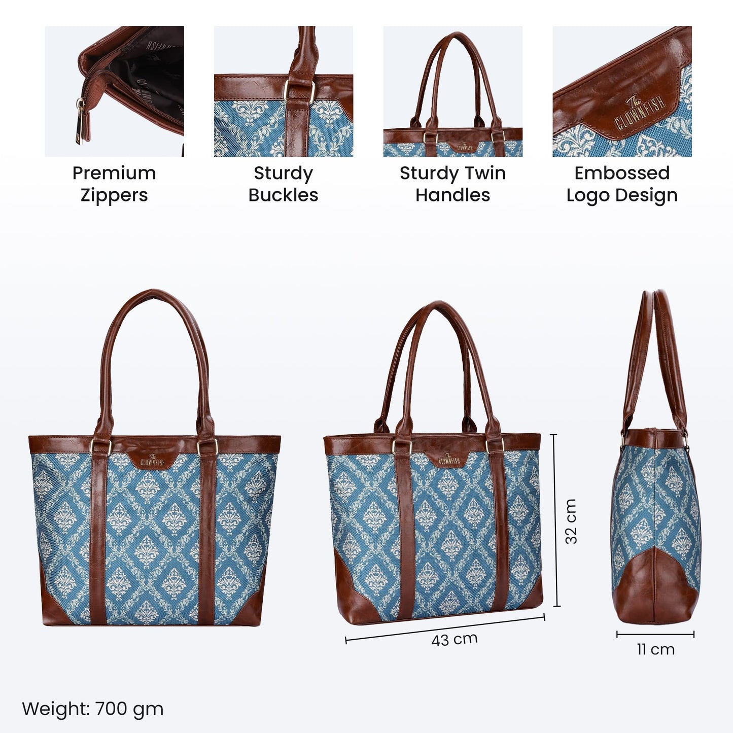 THE CLOWNFISH Miranda Series 15.6 inch Laptop Bag For Women Printed Handicraft Fabric & Faux Leather Office Bag Briefcase Hand Messenger bag Tote Shoulder Bag (Green)