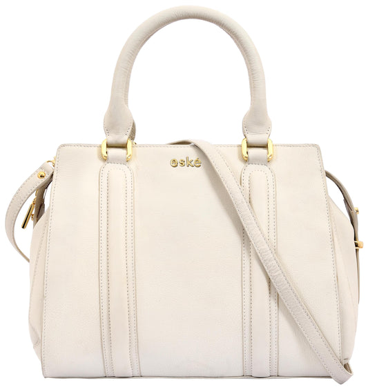 eske Sienna, the Single Zip Satchel | Structured Cosmos Leather Handbag | 3 Main Compartments | Zip & Slip Pockets | Gold Plated Charm | Detachable Shoulder Strap | 22 cm Height