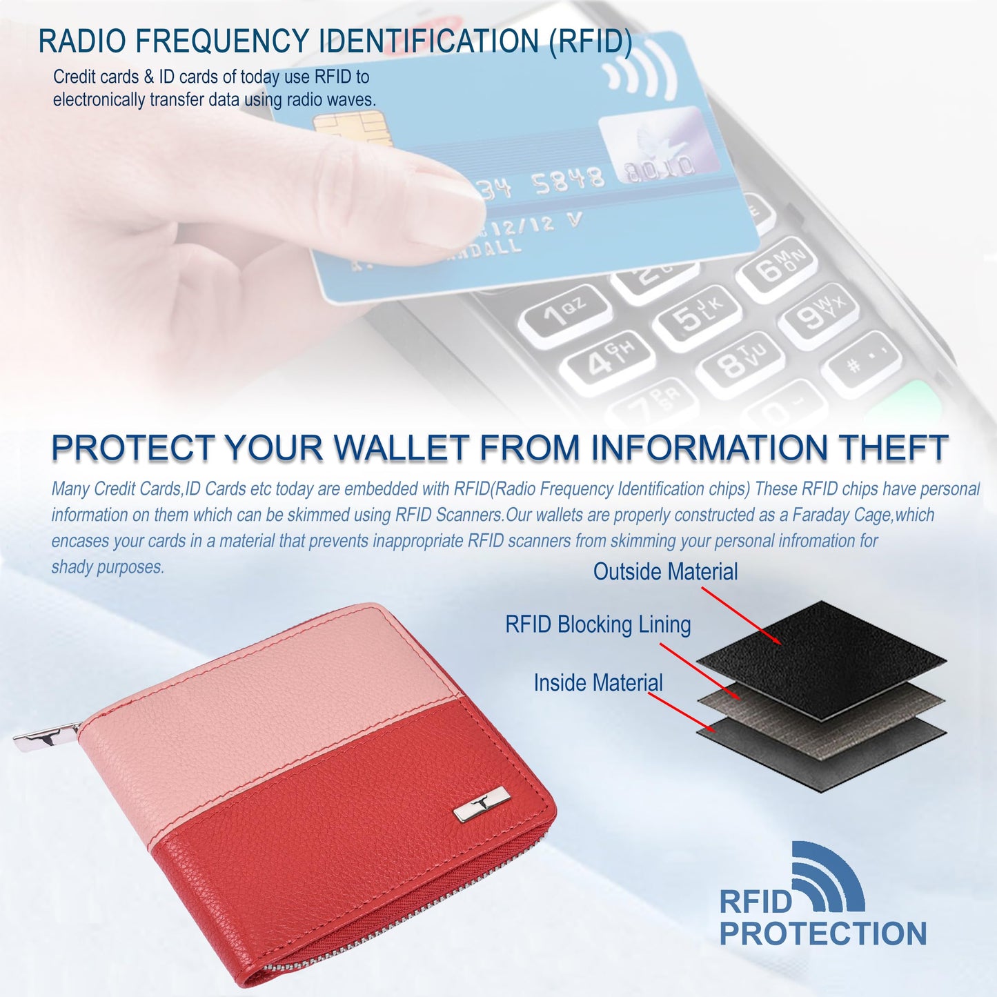 URBAN FOREST Ella Red/Pink Leather Wallet for Women