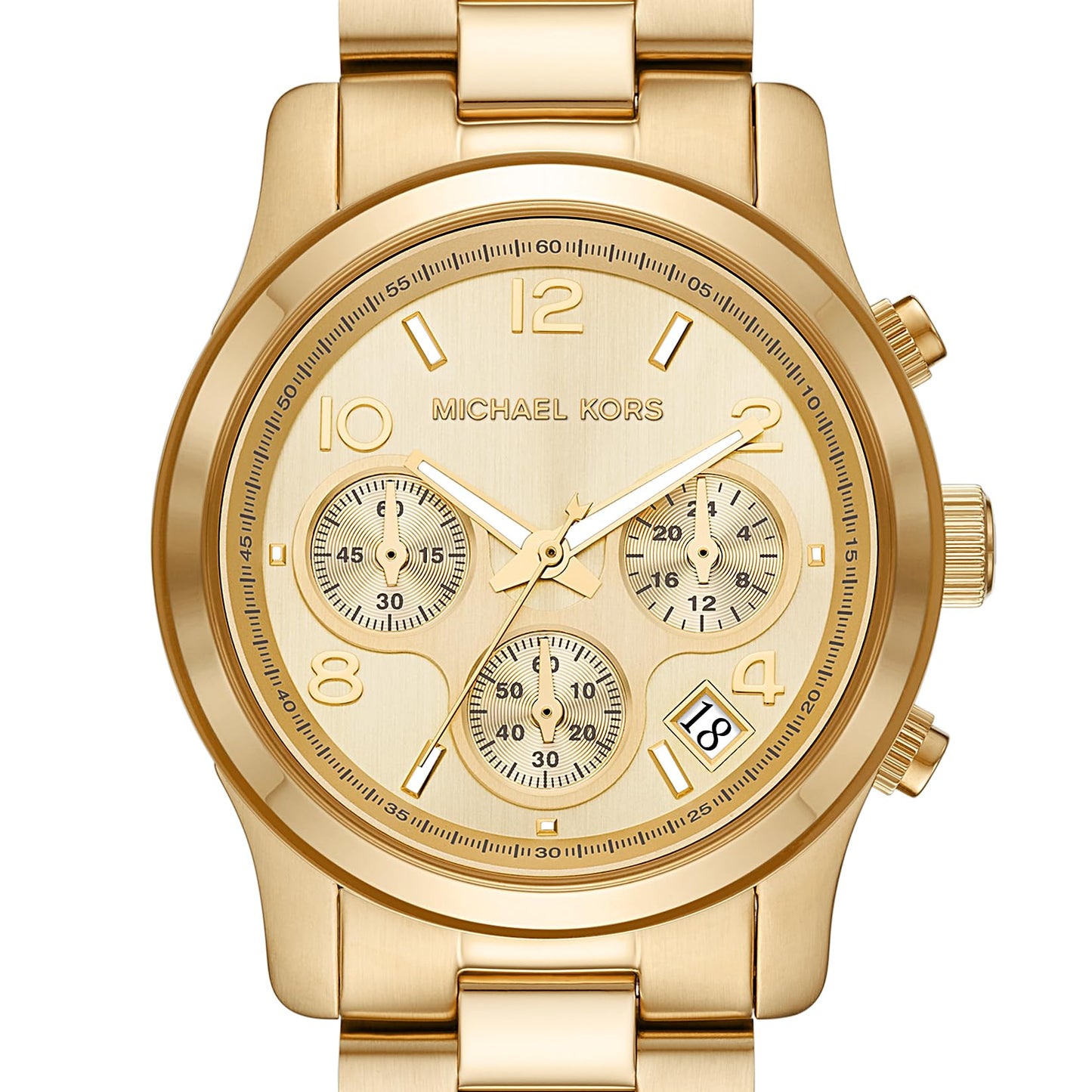 Michael Kors Stainless Steel Runway Analog Gold Dial Women Watch-Mk7323, Gold Band