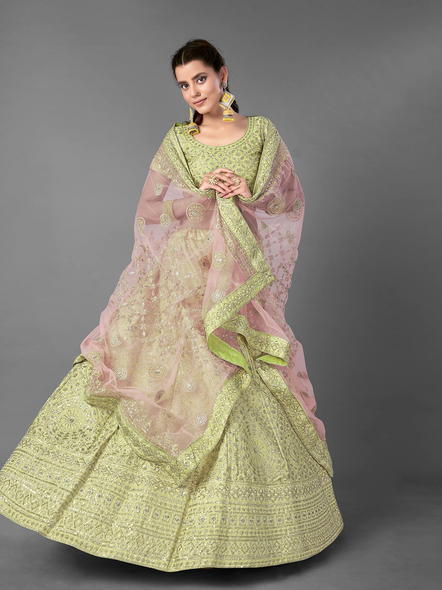 FUSIONIC glamorous green colored heavy Zari worked lehenga choli For Women