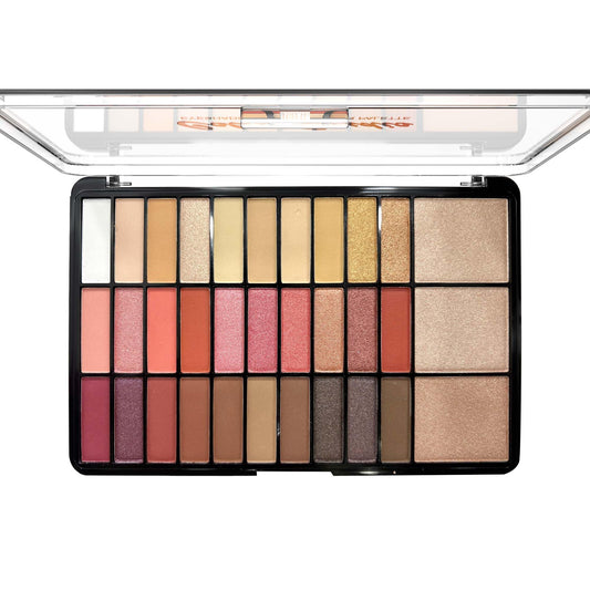 Shryoan Color Studio Eyeshadow & Highlighter Palette | 30 Colorful Shimmer Eyeshadow & 3 Highlighter | Highly Pigmented & Shimmery Matte Finish | 38 gm (Shade-01)