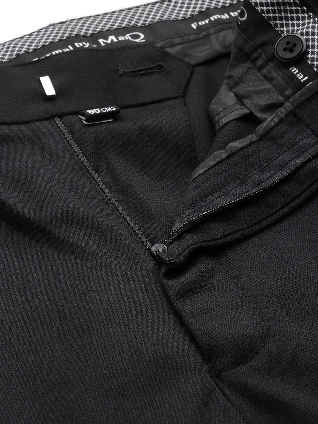 MANQ Men Black Solid Slim Fit Double Breasted Suit (Size: 36)