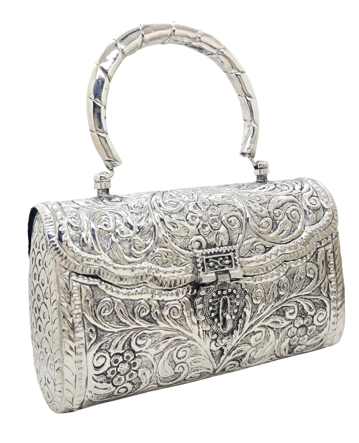 Trend Overseas Women's Silver Handle metal Clutch Hand Cluth (Bohemian)