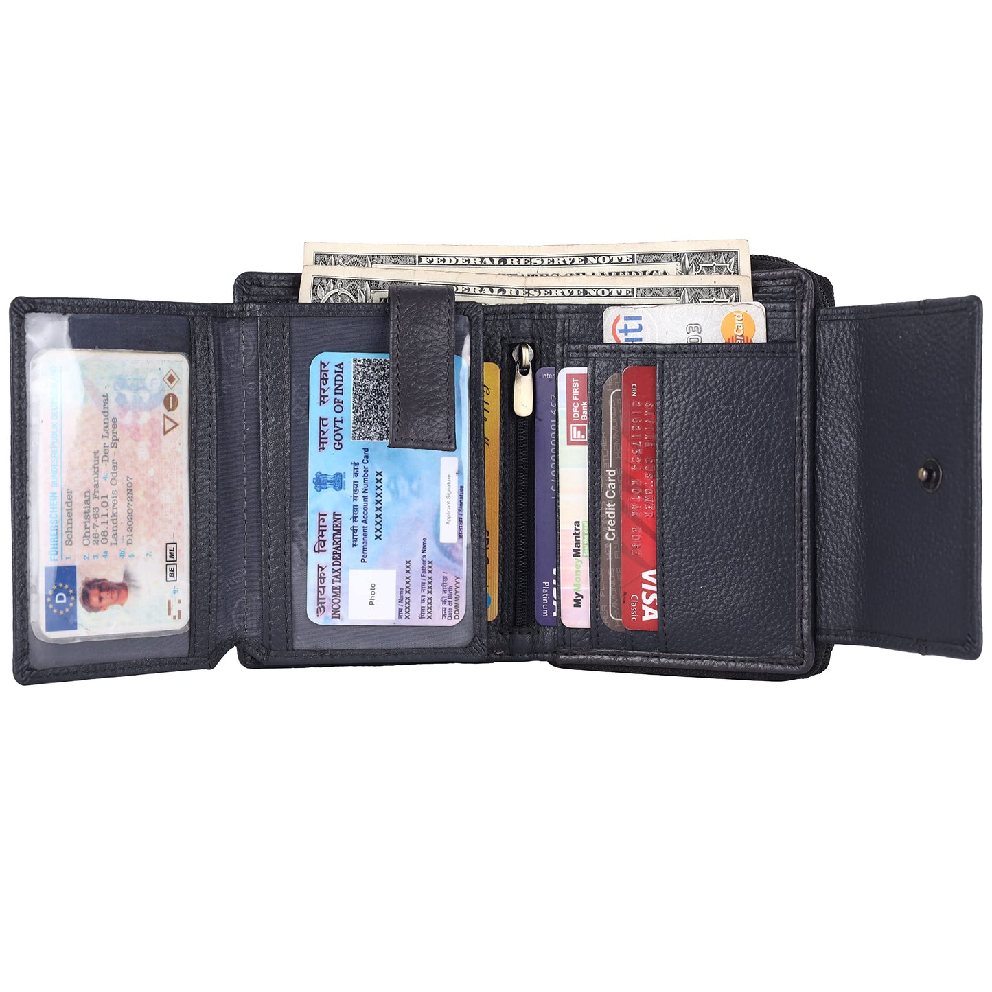 HAMMONDS FLYCATCHER Leather Ladies Wallet for Woman with 14 Card Slots - Clutch Purse for Women, Ladies Wallet for Women Stylish, Purse for Woman, Grey