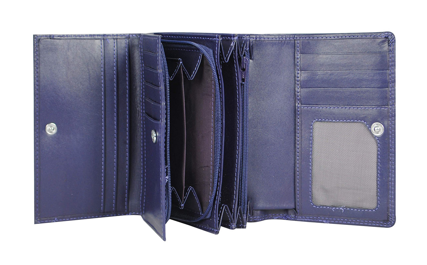 Women's Genuine Leather wallet-Long Purse Wallet with Multiple Card Slots, Zip Pocket and Note Compartment (Purple)