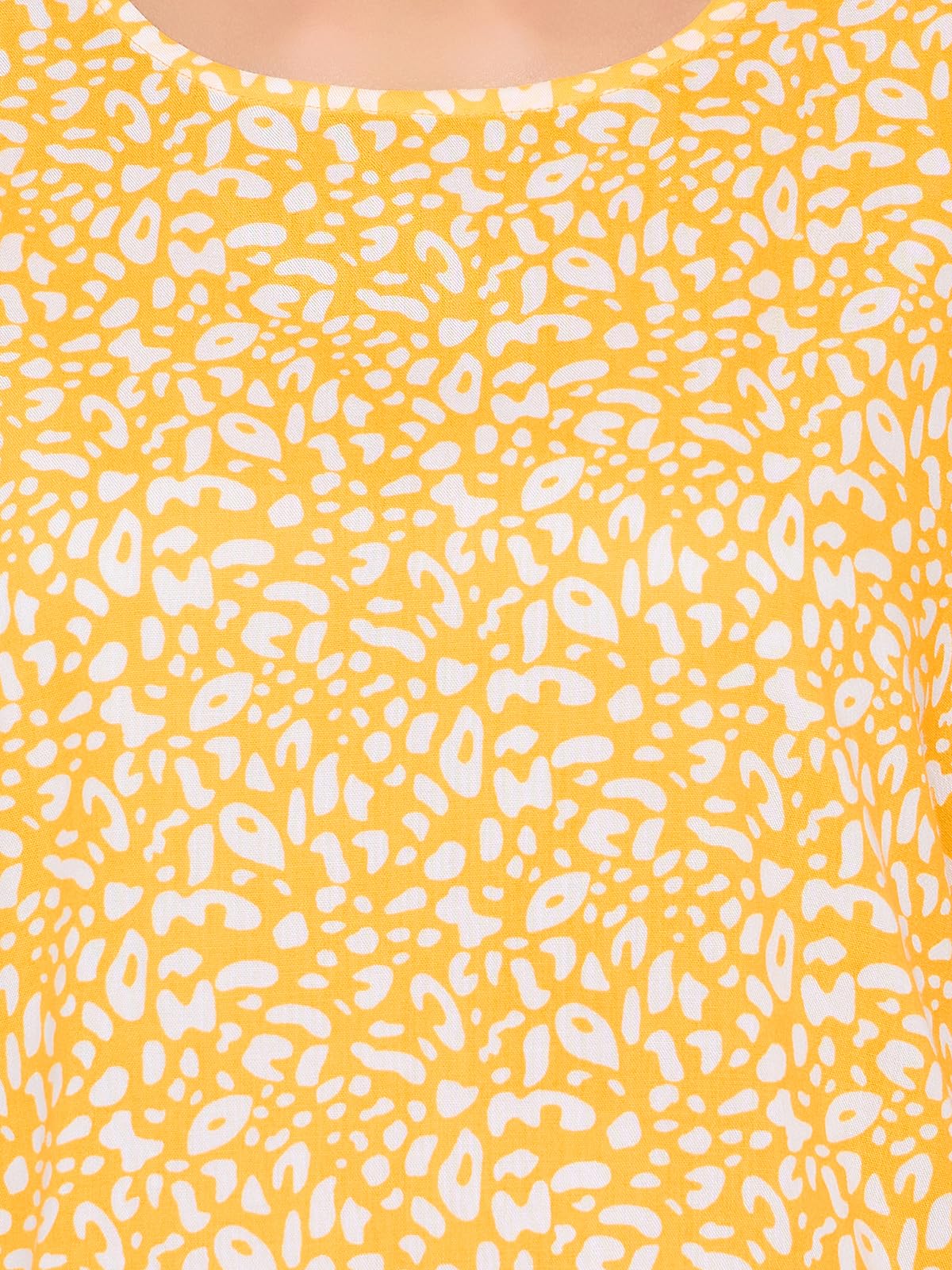 Clovia Women's Rayon Printed Top & Shorts Set (LS0533P02_Yellow_L)