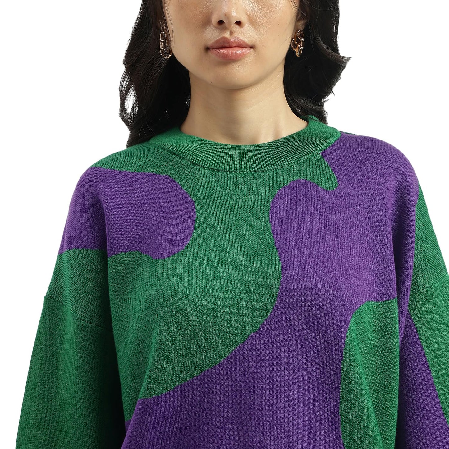United Colors of Benetton Round Neck Knitted Sweater (Size: M)-25A1099W3R69I902 Multicolour