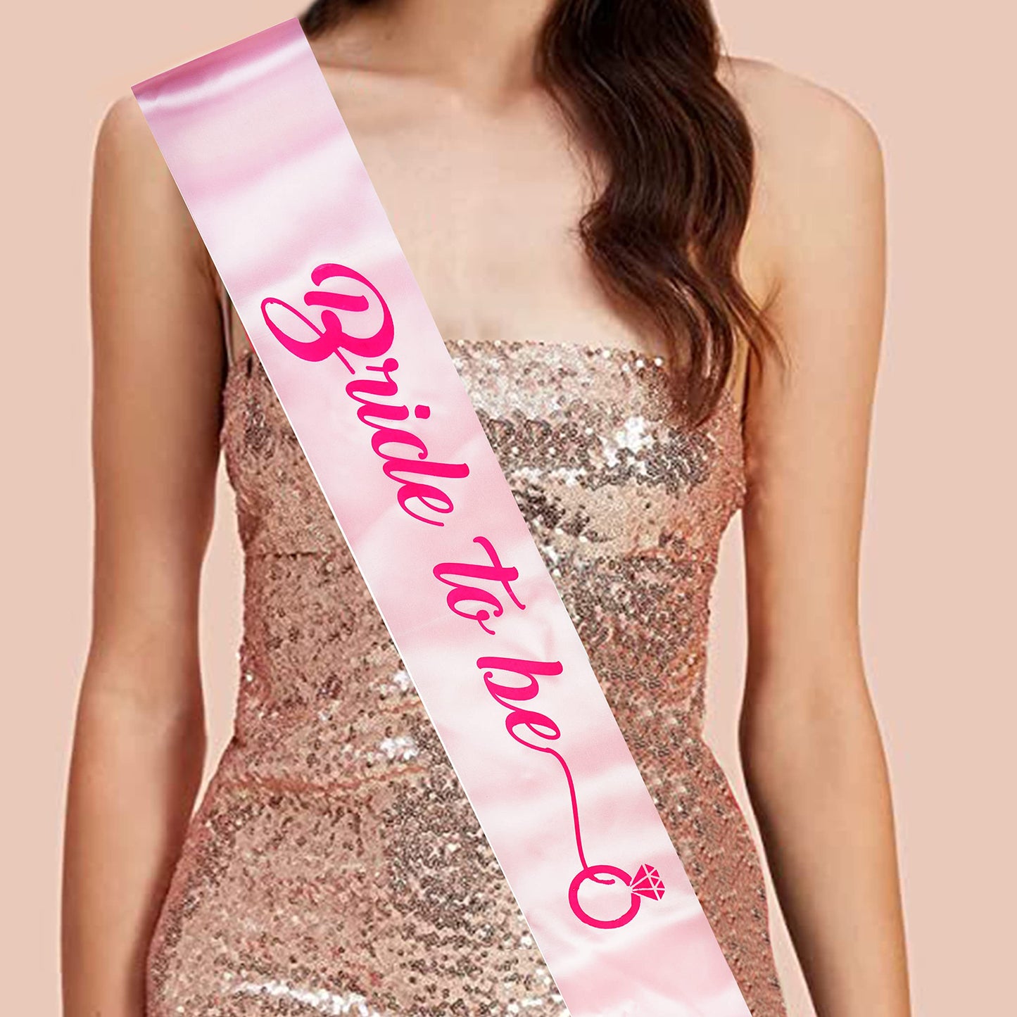 Decofy Bride Crown and Sash Combo | Bride to Be Sash With Tiara Crown Set | Bridal Shower Kit | Gold Crown & Satin Sash | Bachelorette Party Supplies | Bridal Shower Decorations & Wedding Celebration