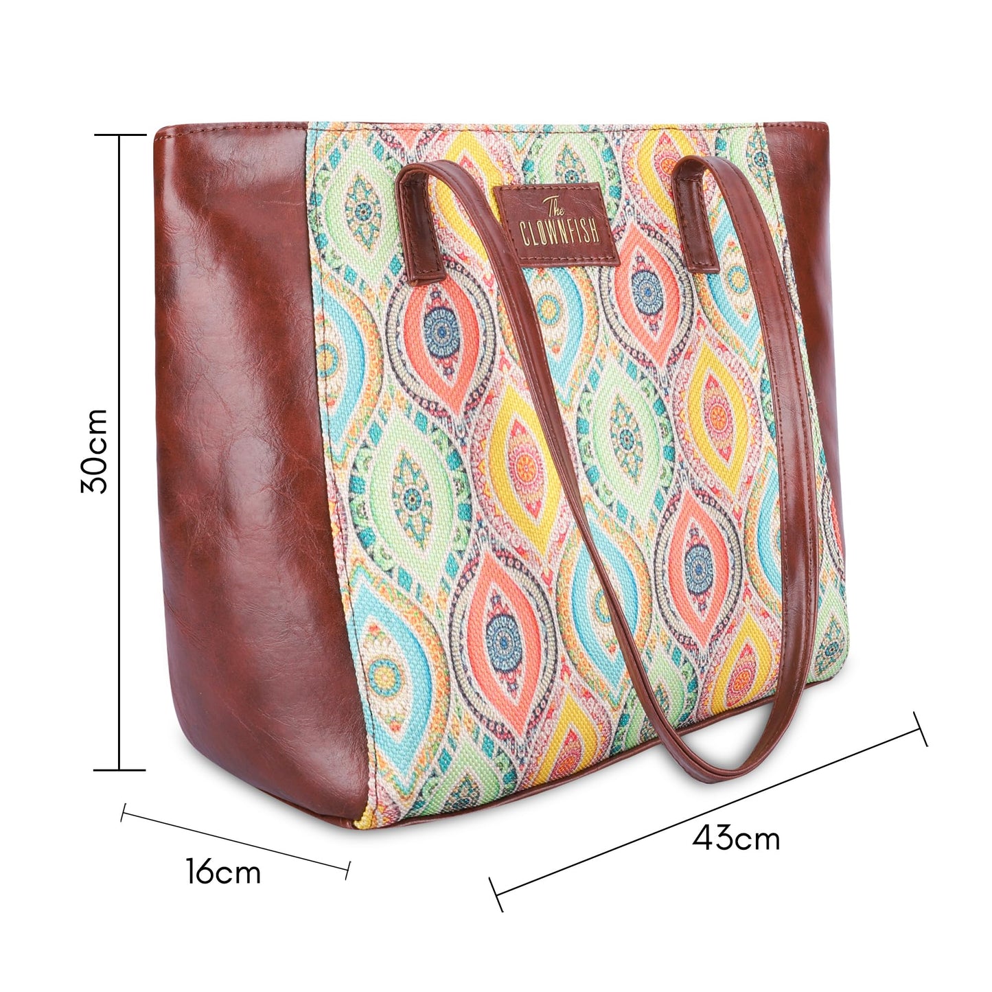 THE CLOWNFISH Valentine Printed Handicraft Fabric & Faux Leather Handbag for Women Office Bag Ladies Shoulder Bag Tote for Women College Girls (Multicolour Design)