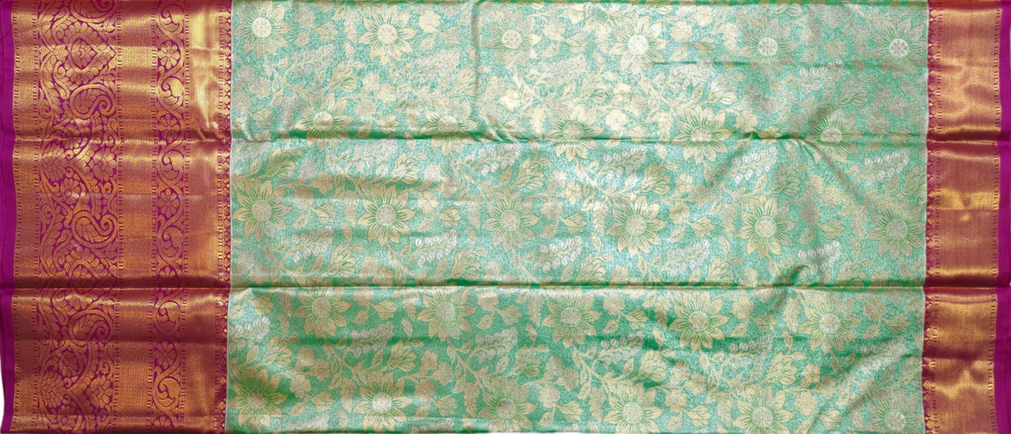 VFCollections Women's Kanchipuram Silk Pure Pattu Sarees With Blouse (VFC562-2)