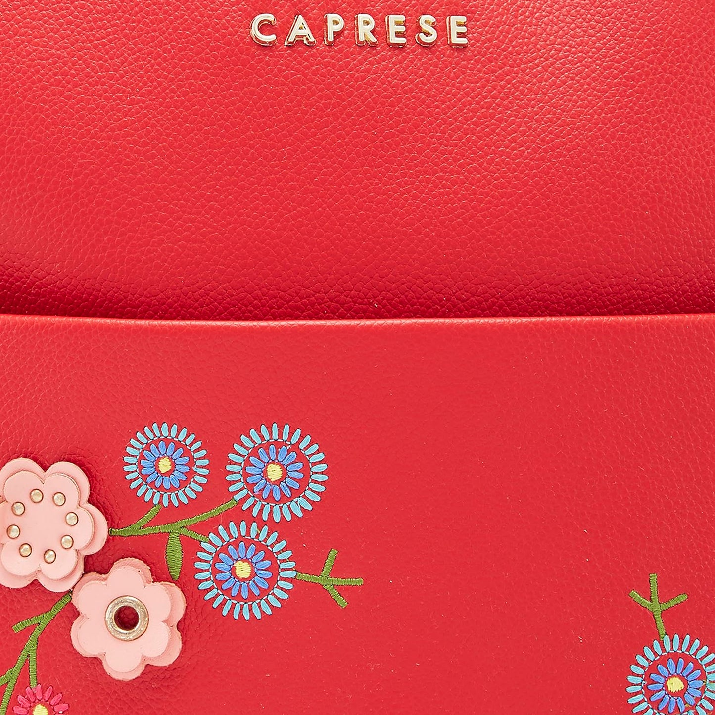 Caprese Erica Casual Backpack, Medium | Floral Embroidered Backpack for Women with Adjustable Shoulder Strap & Secure Zip Closure | Spacious, Versatile for Everyday Outings and Travel (Maroon)