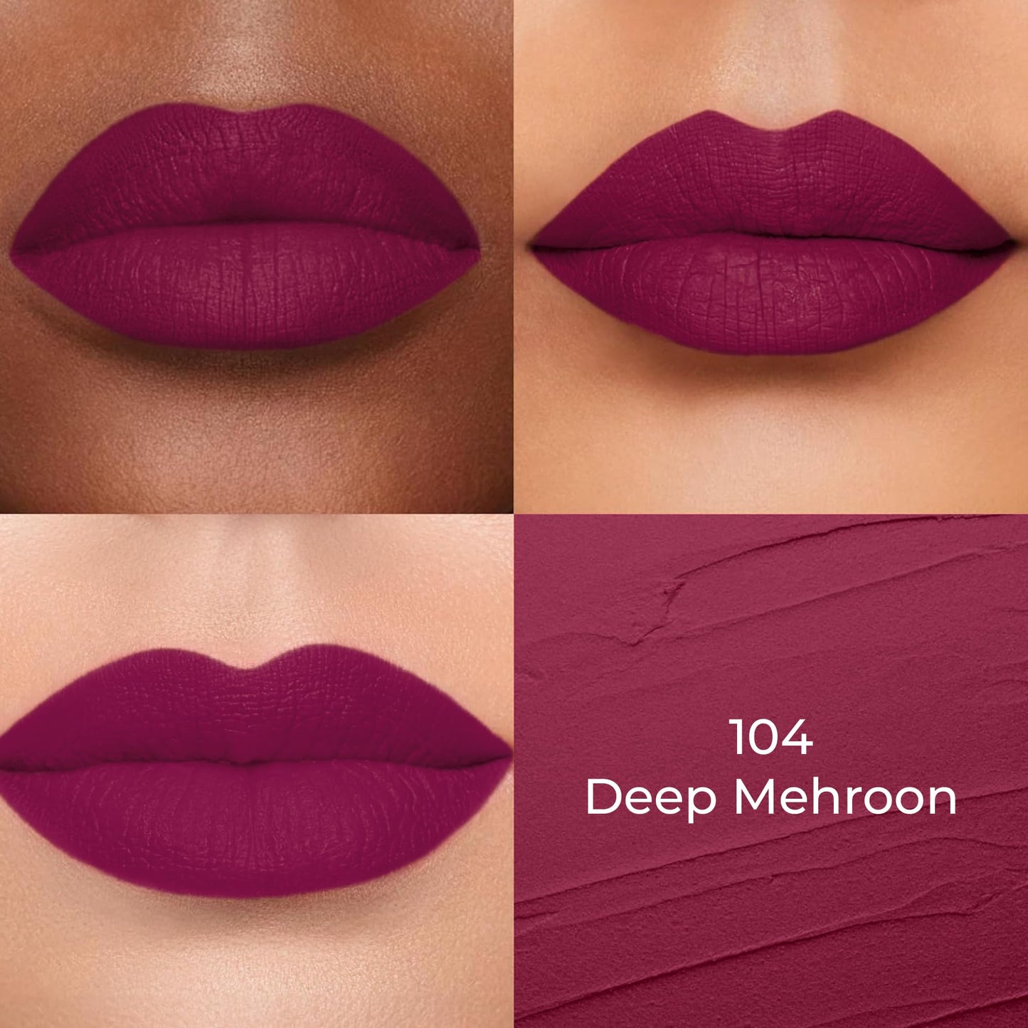 Colors Queen Hold Up Full Day Non-Transfer Matte Lipstick | Long Lasting and Weightless Formula | Intense Color Pay Off | Waterproof Lipstick for Women (104 - Deep Maroon, 4g)