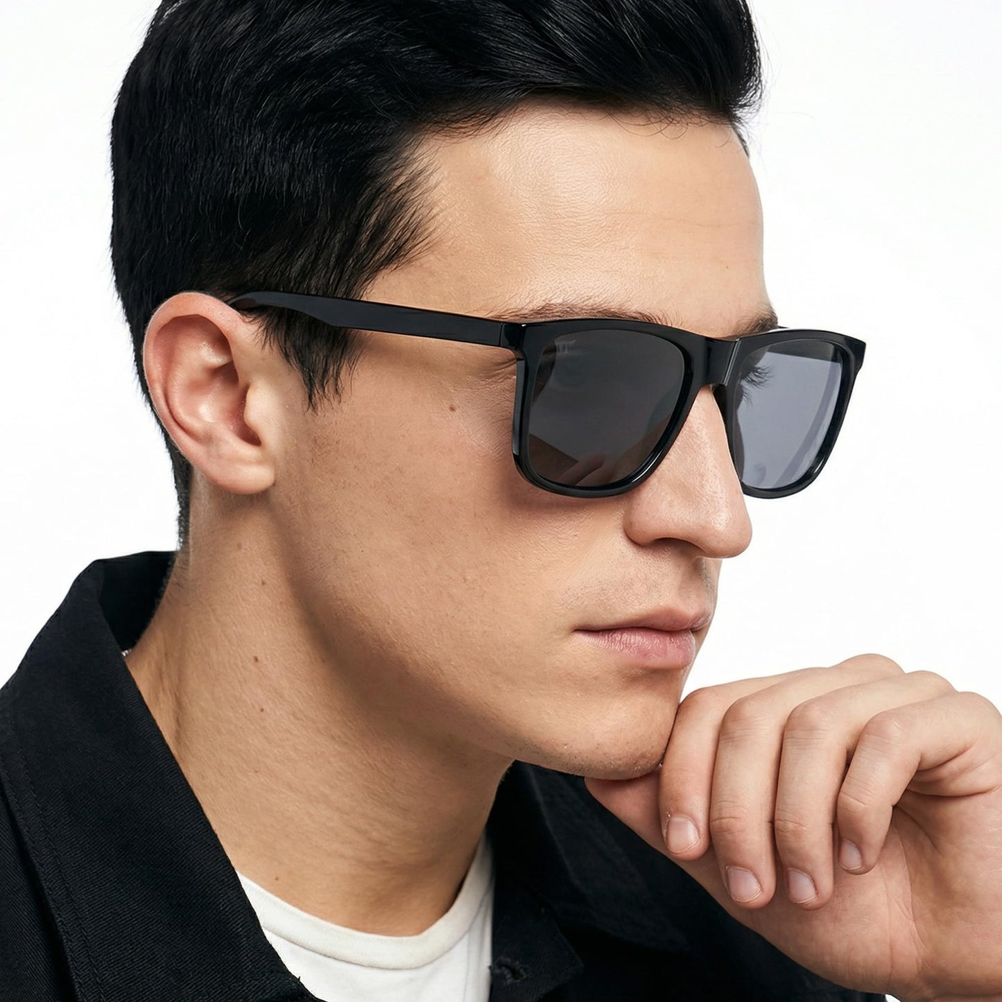 Vincent Chase By Lenskart | Black Grey Solid Full Rim Square | 100% UV Protection (UV 400) | Men & Women | Large | VC S14525
